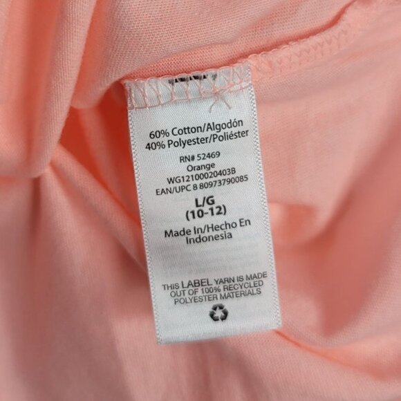 2/$15 Wonder Nation Heart Pullover Top Peach Orange Large Long Sleeve Pocket - Picture 7 of 7